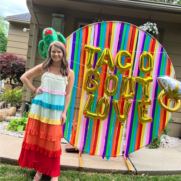 Colorful Ruffle Maxi Dress - Picture 1 of 4